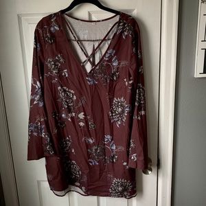 3 for $25! Shein Plum Floral Flowy Long Tunic Top
